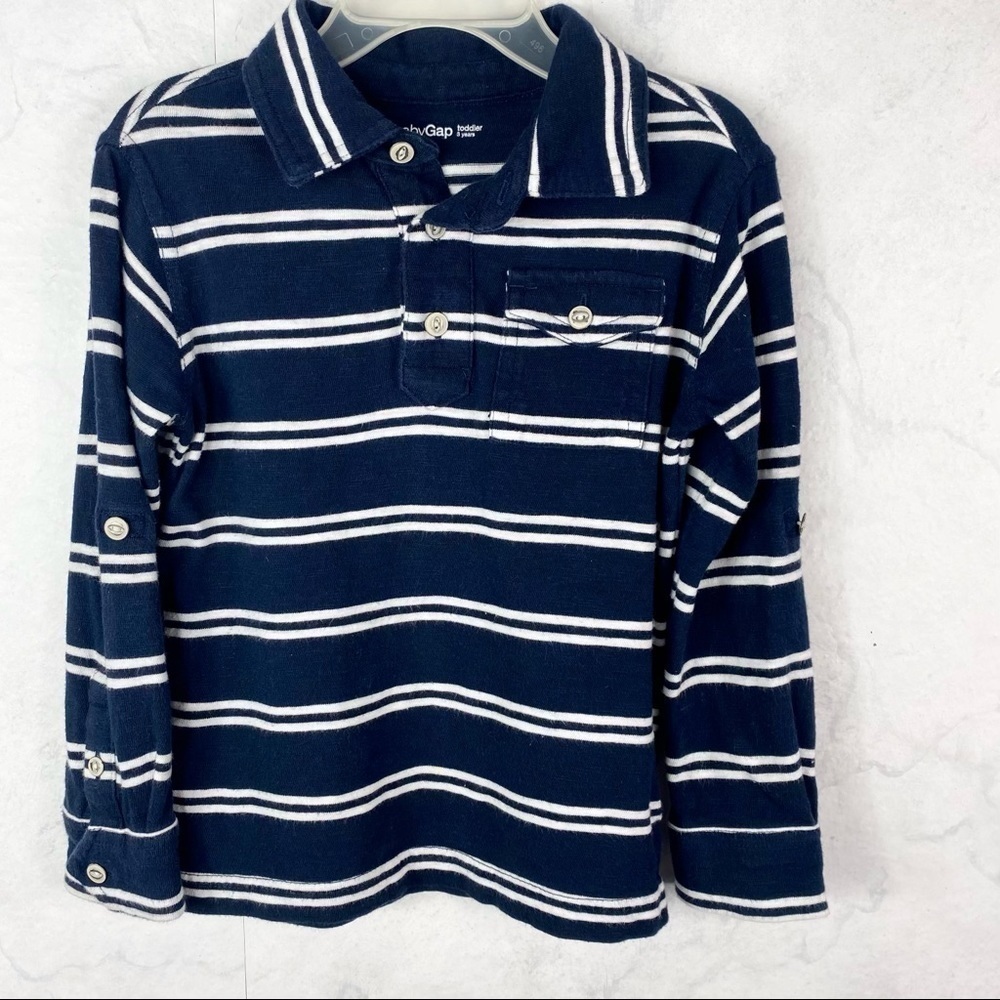 [Gap] Long Sleeve Striped Polo Shirt